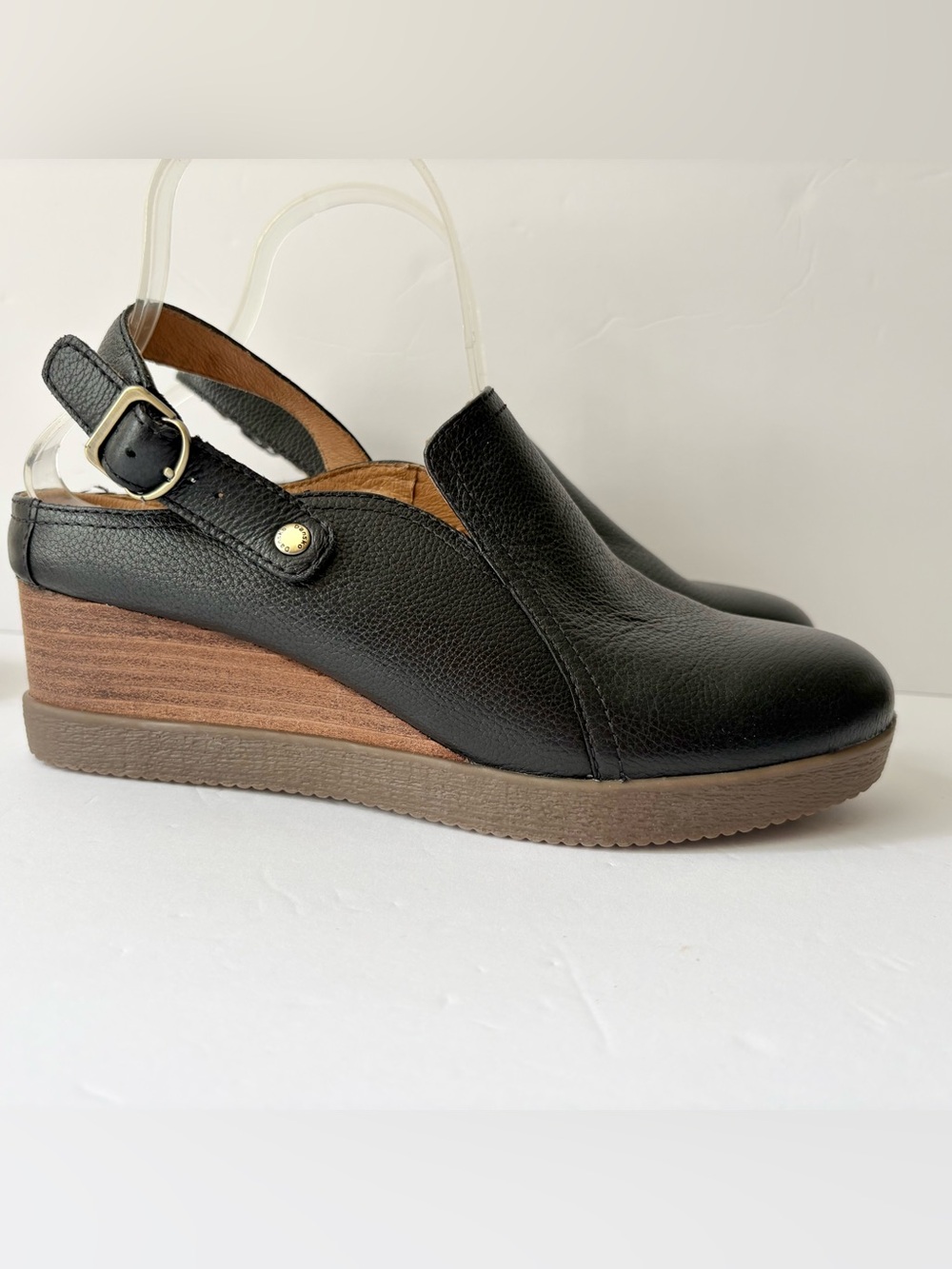 Dansko Sheridan Black Milled Leather Wedge Mule Shoes